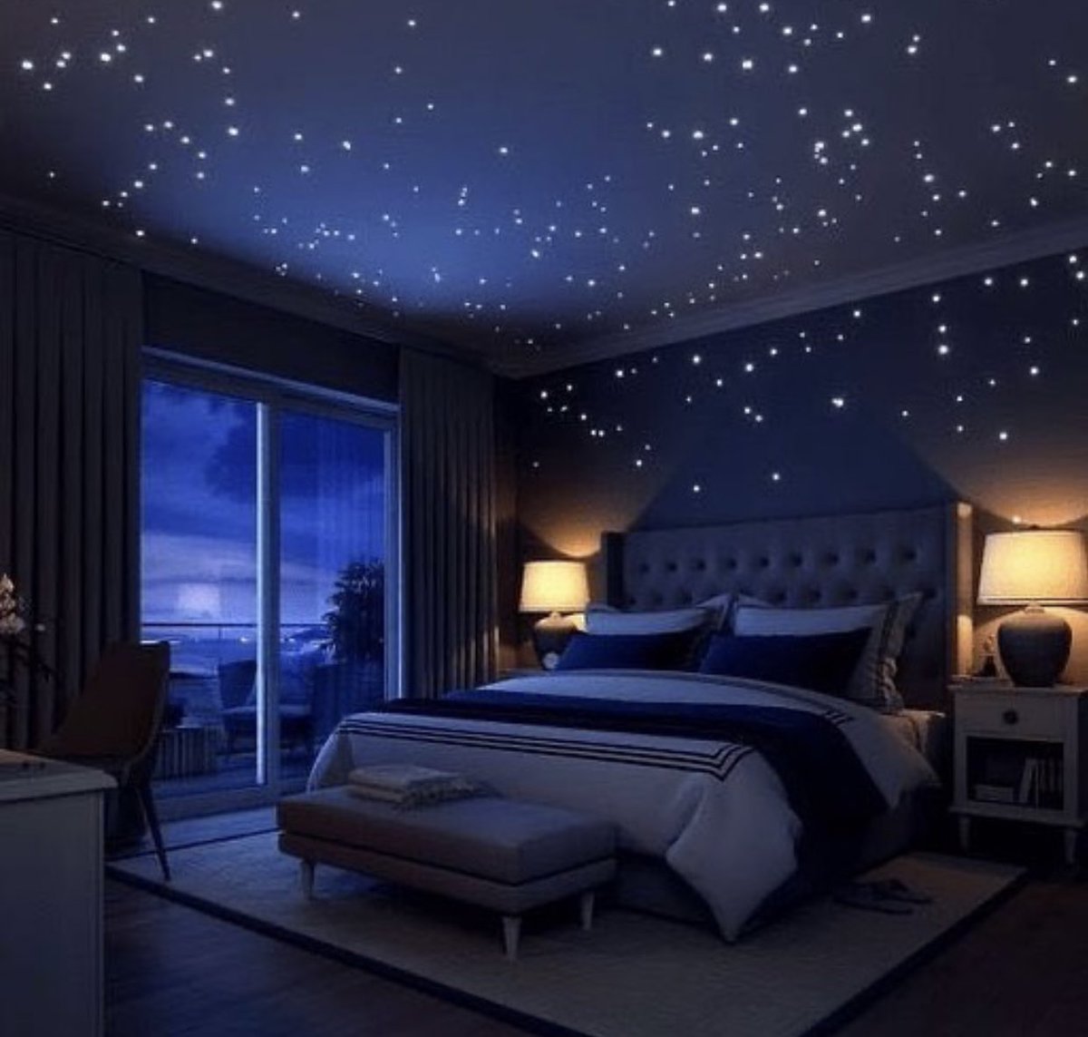 بدر ناصر الهدابي Twitterissa كنوع من التغيير بتوفير اضاءات تعطي لغرف النوم شكلا مختلفا و كانك تشاهد سقف مفتوح إلى السماء و به نجوم هذي النوع من الإضاءة موجودة في امازن رخيصة