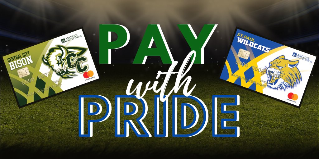 That debit card in your wallet doesn’t say anything about which team you’re cheering for.

With Archer Credit Union’s new Debit School Card, you’ll be paying with pride.
Bison and Wildcats Pride Cards coming this Fall!

archerccu.com/pay-pride