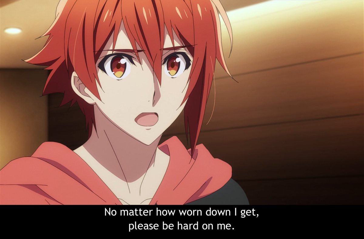 (6/?) Only Iori treats Riku as a person with potential, to become a superstar as he promised. (to me) Riku was probably pitied because of his weak physique, but Iori threw that out the window and believes that even someone like Riku can also shine. Riku knows this and—