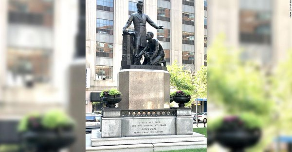 CNNPolitics's tweet photo. Boston will remove a statue depicting a freed slave kneeling before President Lincoln https://t.co/0VR08SQSEr https://t.co/ri5YRnDArZ