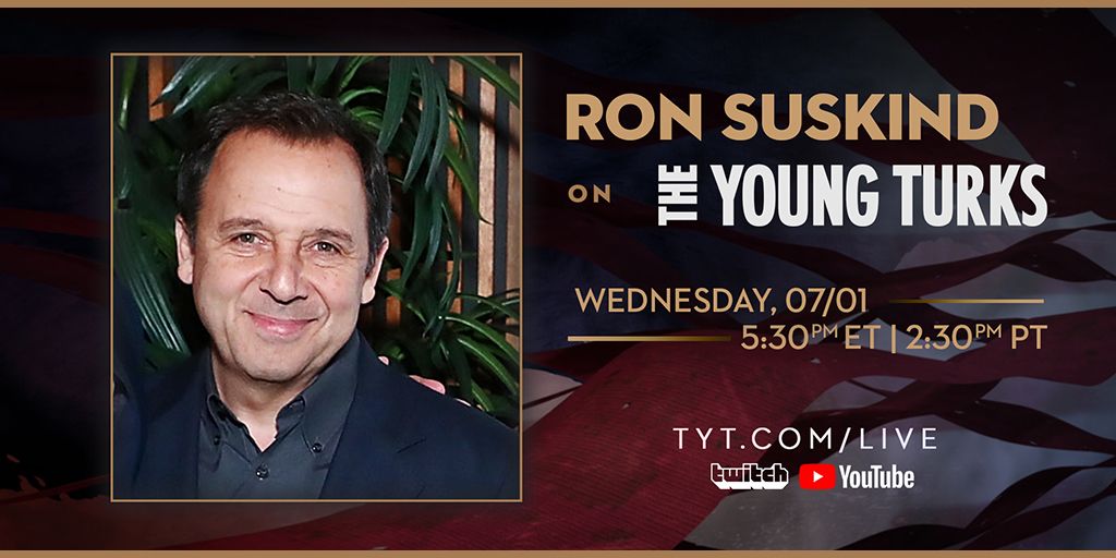 TheYoungTurks's tweet photo. .@RonSuskind is on The Conversation today at 5:30pm ET/2:30pm PT. Watch on https://t.co/GNkCswHpxt, YouTube, or Twitch. 

#tytlive https://t.co/kXp0TF5yoH