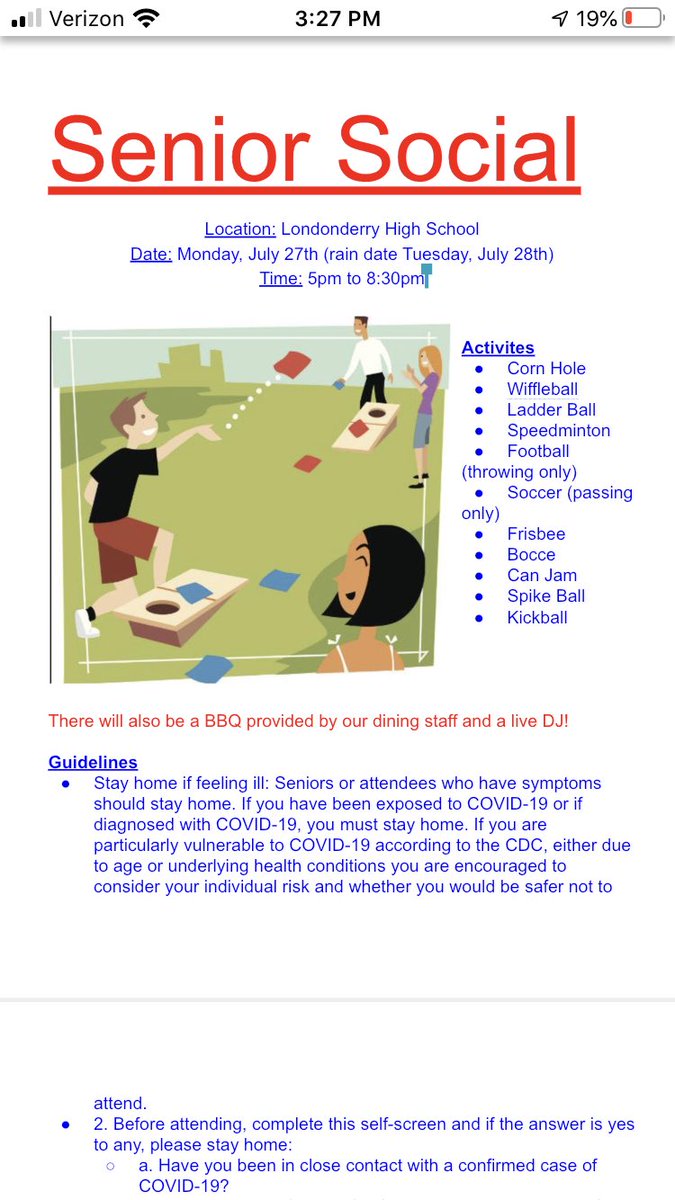 2020_lhs's tweet photo. We’ve got something for you guys! Outlined below is our senior social which will take the place of our senior trip. Be sure to read the guidelines and remember that this is an event for LHS seniors only. Yay Senior Social! https://t.co/Z3pRxRcncE