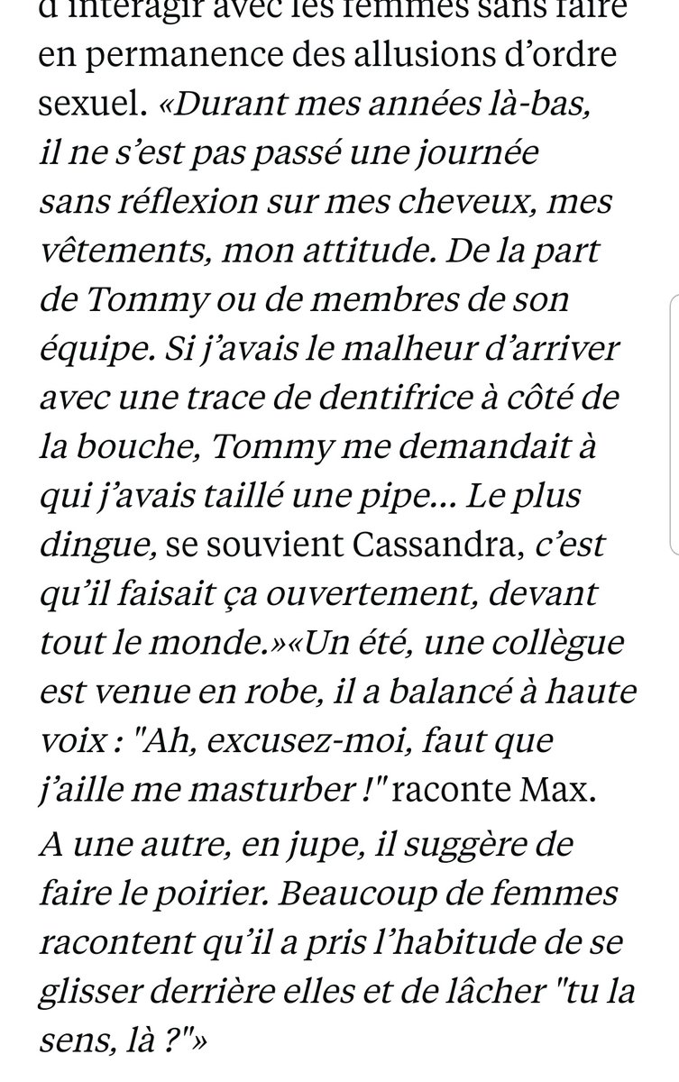 W_Chloe's tweet photo. L'enquête se penche plus particulièrement sur Tommy François, très haut placé chez Ubisoft, avec de nombreux témoignages (j'en partage trois mais il y en a beaucoup plus dans ce long papier). https://t.co/7EeiCheQlj