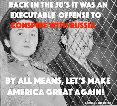 <a href="/rightNtruthMat/">single issue voter ⚛️🇺🇸</a> <a href="/realDonaldTrump/">Donald J. Trump</a> Back in the fifties traitors were executed. Does anyone know what the penalty would be these days