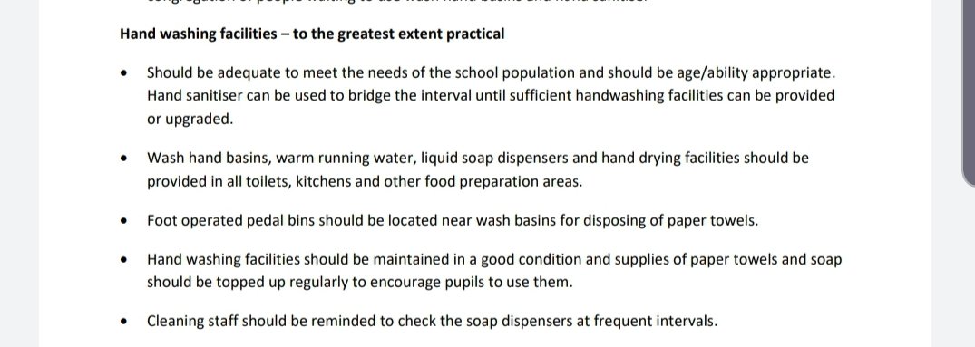 Good clarity around cleaning expectations. It clearly requires a full time cleaner on site at all times. Dept need to issue confirmation that ancillary grant will be increased to facilitate this and full time secretary to ensure visiting restrictions as also outlined. #5