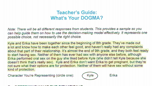 Why does the curricula you okay treat a parental view of sexual activity as "DOGMA" and then program 9-12th graders to act against what you call "DOGMA?"  …https://a09fb9ff-5bd1-4e80-bc9f-7ce2df7d4d0d.filesusr.com/ugd/e2df3b_24e2521c505d482bb0cc50b76ae95d3e.pdf