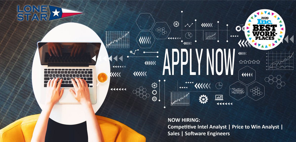 LoneStarAnalysi's tweet photo. Lone Star is hiring! Check out our open jobs at https://t.co/YAWJAvwq95 - Lone Star was voted an Inc. Magazine 2020 Best Workplace #CompetitiveIntelligence #BusDevJobs #SalesJobs #SoftwareJobs #IncBestWorkplaces https://t.co/Ukx1yzPzqa