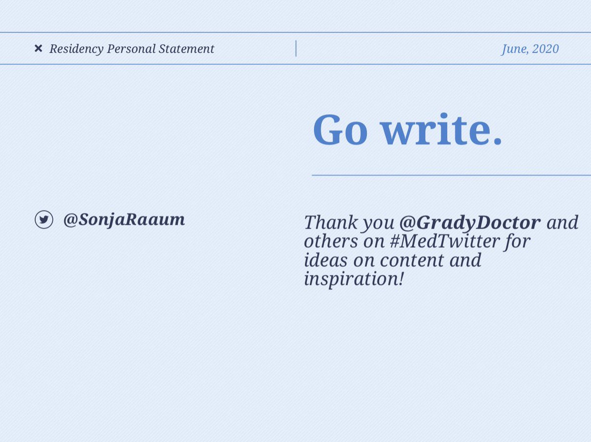 8/ #MedStudentTwitter I hope this has empowered you to write an authentic personal statement.Embrace becoming!(final caveat, I'm one of many offering advice on this topic, see below for amazing threads by others!)