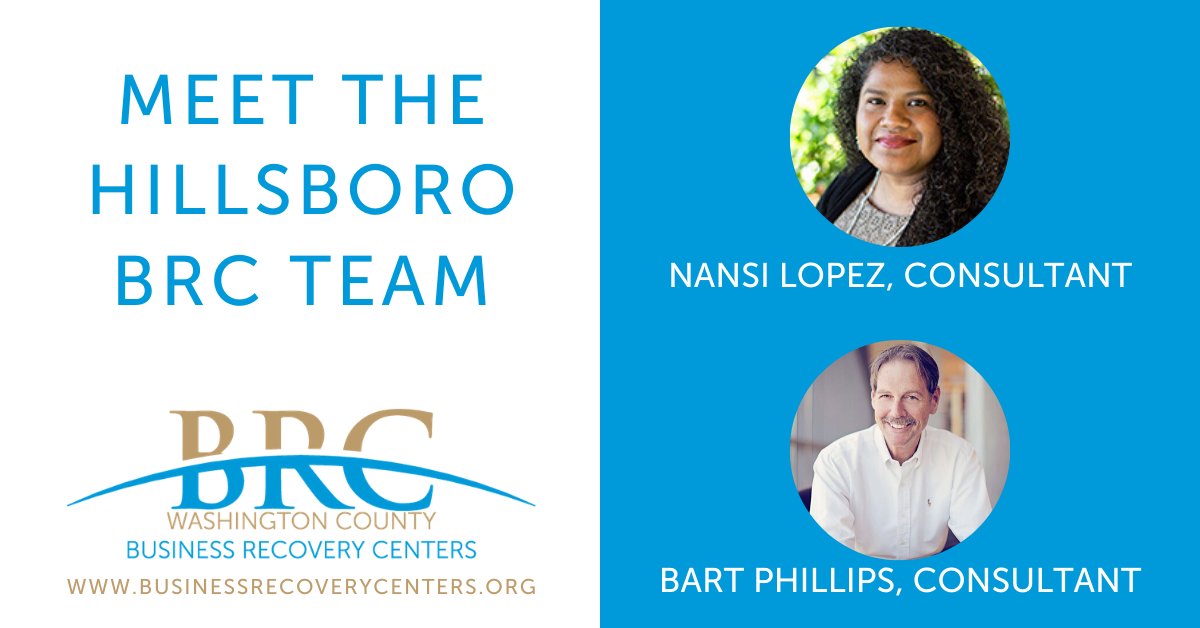 Meet the Hillsboro team for the Washington County Business Recovery Centers - Nansi Lopez &amp; Bart Phillips.

Visit businessrecoverycenters.org to contact them &amp; to connect to the resources you need to recover.

#BizRecovery #Reopening #Recovery #Resiliency