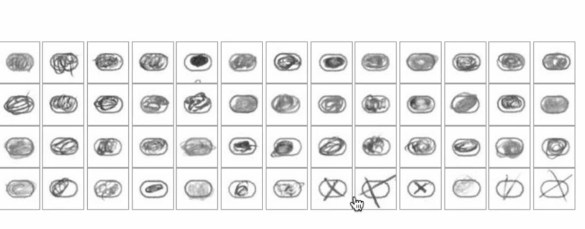 2/ Many voters (particularly older voters who did not take standardized tests) mark the ovals on the ballot with check marks or X's. Some make light marks, or color the ovals with light blue ink. Here are some typical marks that people use. (from  @clearballot website).