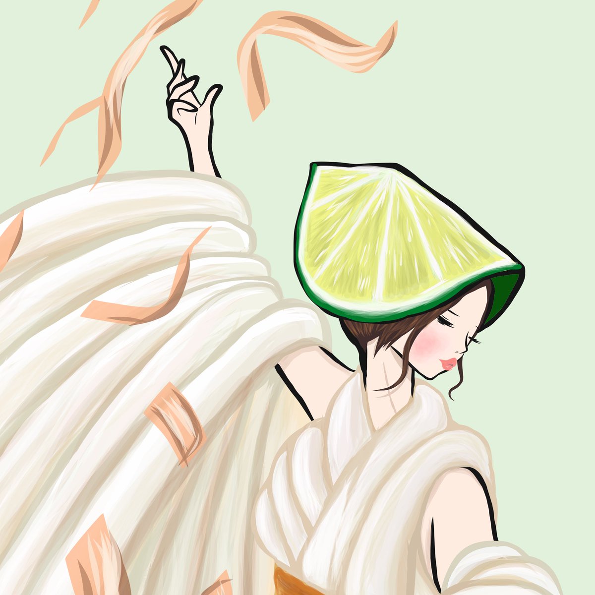 うどんガール 冷やしぶっかけver 梅雨の創作クラスタフォロー祭り 初 Keisukeのイラスト