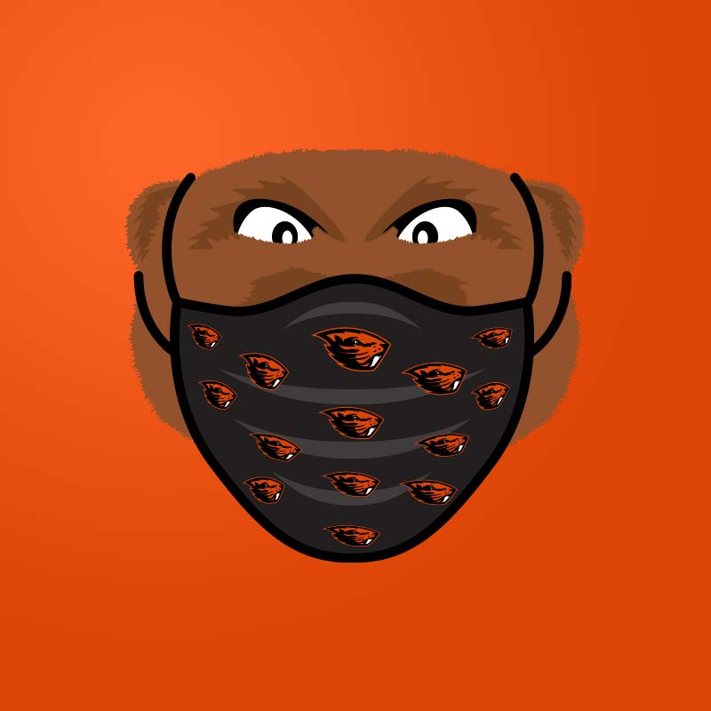 OregonState's tweet image. Don't be ashamed to wear a face mask, there are people who wear green and yellow every day.

#MaskUp | #GoBeavs