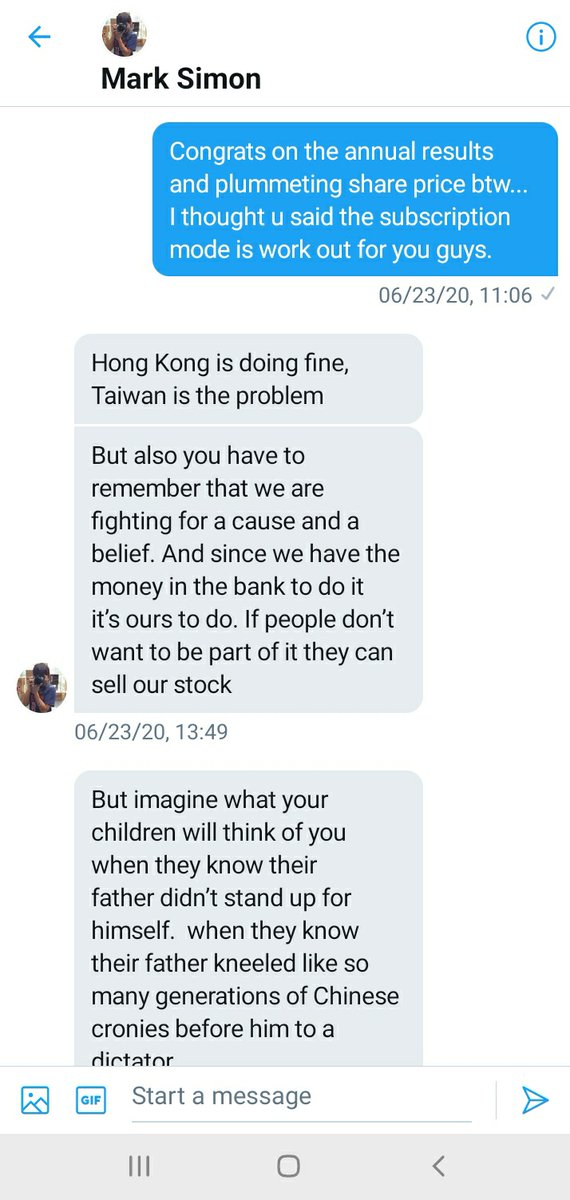  @HKMarkSimon , right hand man to  @JimmyLaiApple DMed me amd asked if I wish to write for Apple daily. I have since refused. Note below that Next Digital, the owner of Apple Daily, which suffers from heavy losses for abt a decade seem to focus on fighting some "cause and belief "