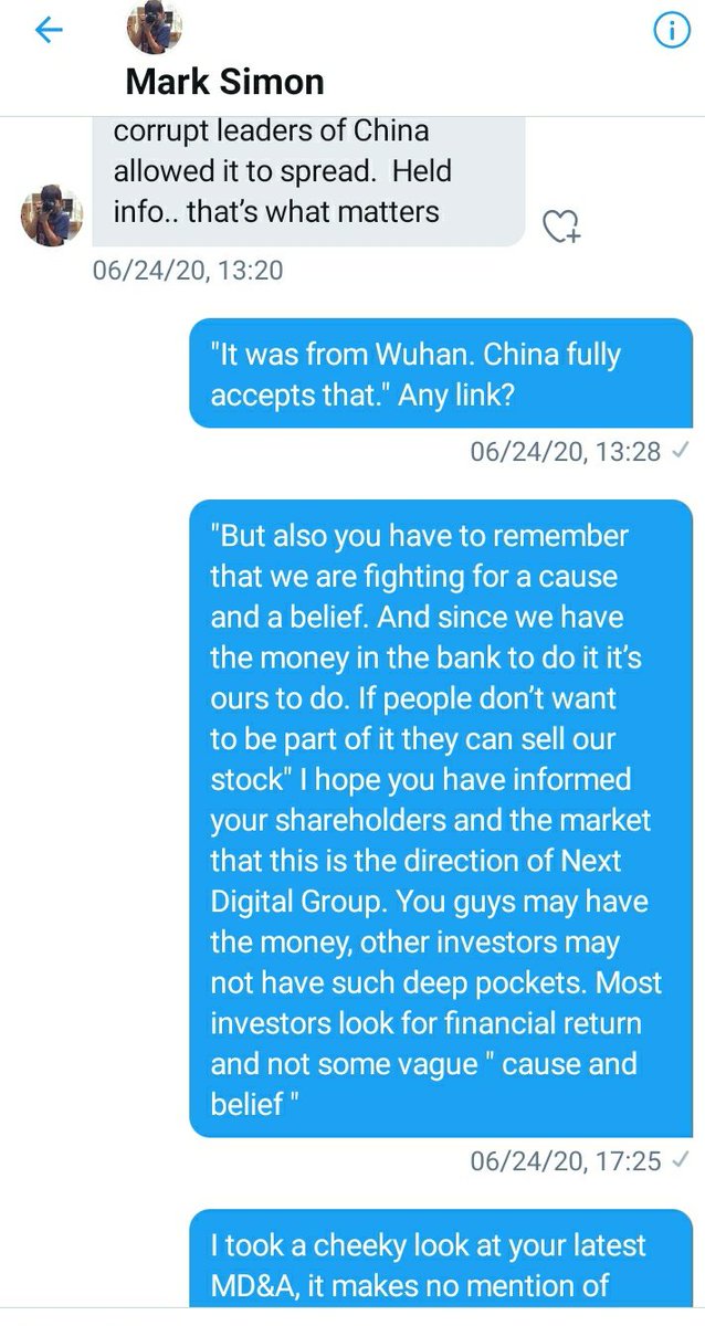 As they have the money in the bank. What  @HKMarkSimon fails to realise is that " money in the bank" belongs solely to the shareholders and not him or Jimmy. The listco duty to the shareholders is to maximize returns and not use their money to fight the  #ccp or whatever cause.