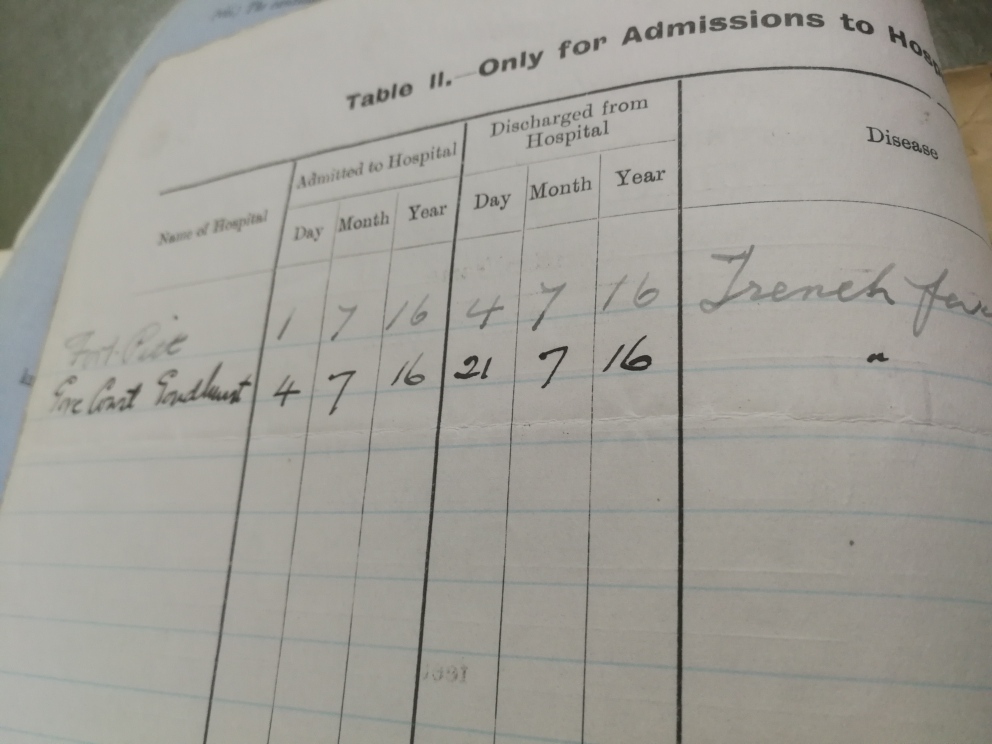 ConflictIntHist's tweet photo. My great-uncle Fred Cowling avoided the fighting at The Battle of the Somme 'thanks' to being admitted to a field hospital then to Fort Pict (in Kent) - he had been suffering from trench fever #WW1 #FWW https://t.co/n4CjD0IEJC