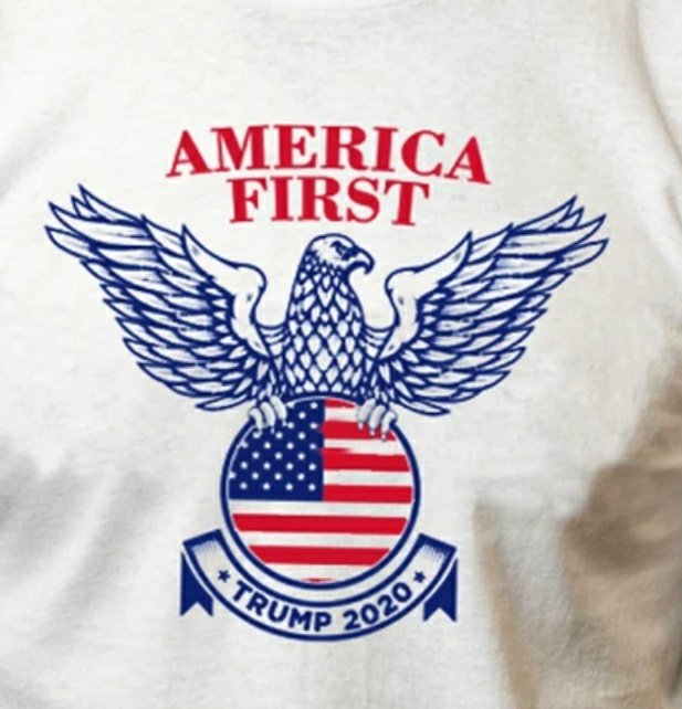 pesach_lattin's tweet photo. Trump's new logo looks almost looks familiar. Where else have i seen that eagle style standing on a circle? https://t.co/2H8xrVd6Hs