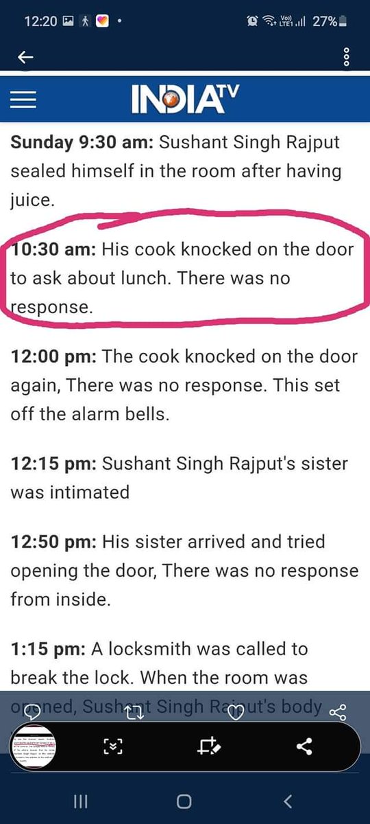 ayushisingh2008's tweet photo. So let's talk about this, today ZeeNews shared that Sushant searched his name at 10.15 am, but last week INDIA tv shared that his cook knocked the door at 10.30 am
So he read all these articles and decided to end his life, and died into 15min? It a murder!! 
#CBIMustForSushant https://t.co/AbRnK21fPi