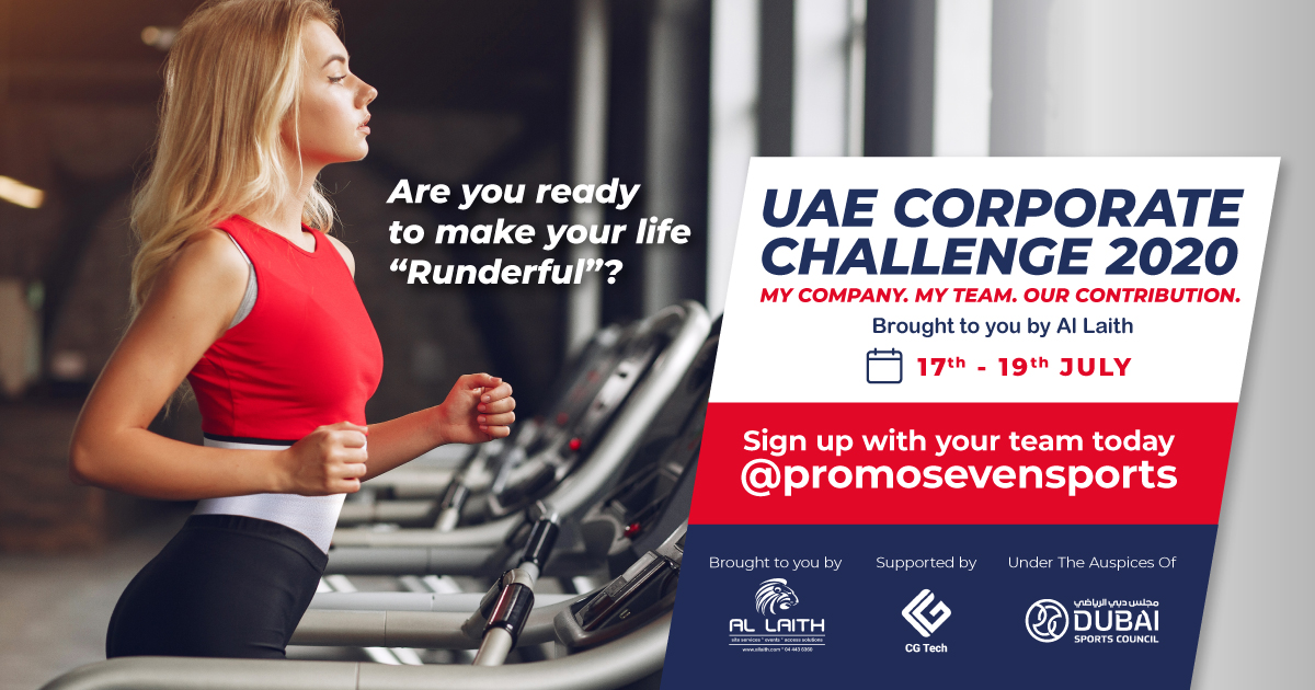 UaeCorporate's tweet photo. The UAE Corporate Challenge is here!📣You can take up the challenge using your home fitness equipment such as your treadmill or run outdoors during sunrise with your smartwatch! Are you ready to make your life Runderful? Link in bio! ☝️

@DubaiSC
 
#uaecorporatechallenge2020 https://t.co/7CyL1EpM7V