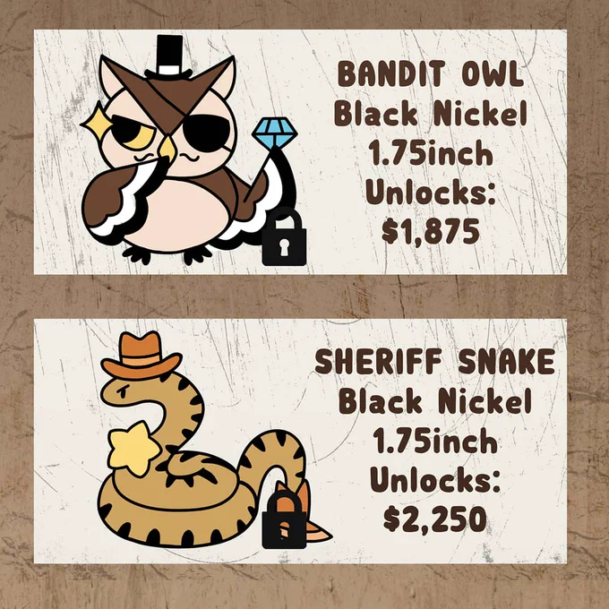 New stretch goals added!!! Bandit Owl and Sheriff Snake ?

https://t.co/YWPDtKj1q4

#kickstarter #cowboys 
