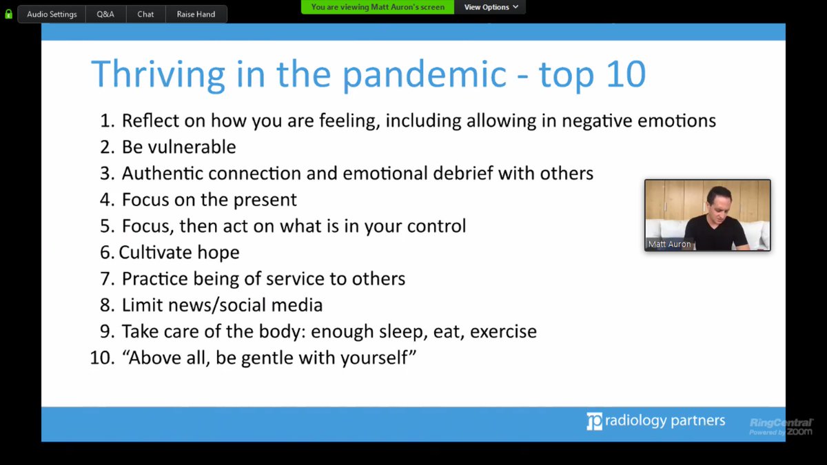 Rad_Partners's tweet photo. "Above all, be gentle with yourself."

Thank you @mattauron for hosting another excellent virtual EQ &amp; Wellness session today for our teammates. #InThisTogether #Wellness #EmotionalIntelligence https://t.co/JvcVgt5Hns