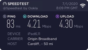 Matthew71582083's tweet photo. Surprise, @OriginBroadband infrastructure is crumbling again. Paying for the top fibre package. Can’t wait for the usual ‘DM us for help’. Still waiting on the reason for the 24hr outage 2 weeks ago. Also funny how you’ve hidden all your peering links on @PeeringDB. https://t.co/8kERGst9lp