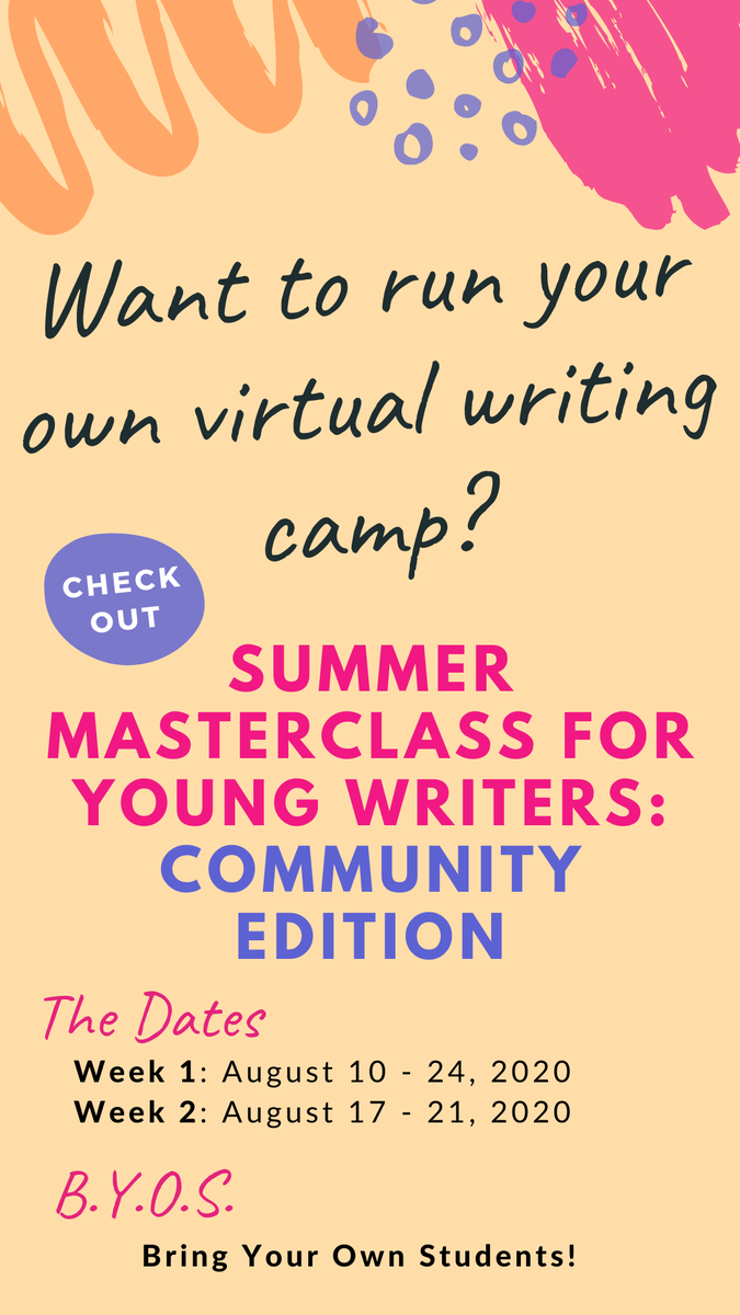 readwithsimbi's tweet photo. Want to run your own virtual writing camp this August?
Check out the Simbi Summer Masterclass for Young Writers: Community Edition!
https://t.co/mLnrkS93rL
#edtech #readwithsimbi #summercamp #youngwriter #teacher #education #summerschool #summerfun #distancelearning #publish https://t.co/1pJMQ3cxPk