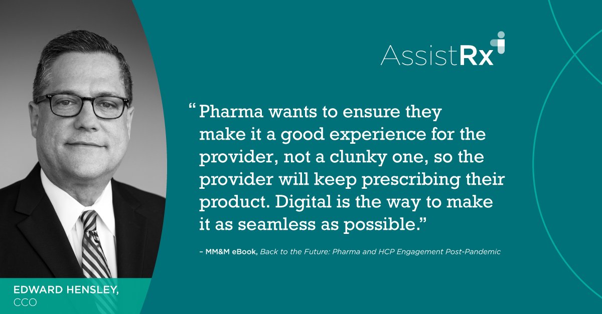 AssistRx's tweet photo. Discover how pharma and HCPs will adapt to digital environments in the new normal. In @MMMnews’ latest eBook, AssistRx CCO addresses how pharma should engage with HCPs through the use of digital tools for a better provider and patient experience. https://t.co/qH0BGZSx2R https://t.co/CfLya3JtEf