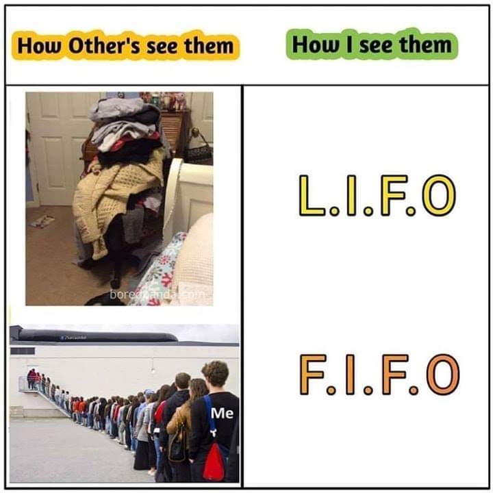 _c0ding's tweet image. Real life #Data_structure Example Last in First out Vs First in First Out 😂😂😂
#CSC212 
#COMP223 
#IT212 
#CS304 
 #جامعة_الملك_سعود
#جامعه_القصيم 
#جامعه_الامام 
#جامعه_ام_القري 
#جامعة_الأميرة_نورة 
#جامعة_جدة 
#جامعة_طيبة 
#تراكيب_البيانات