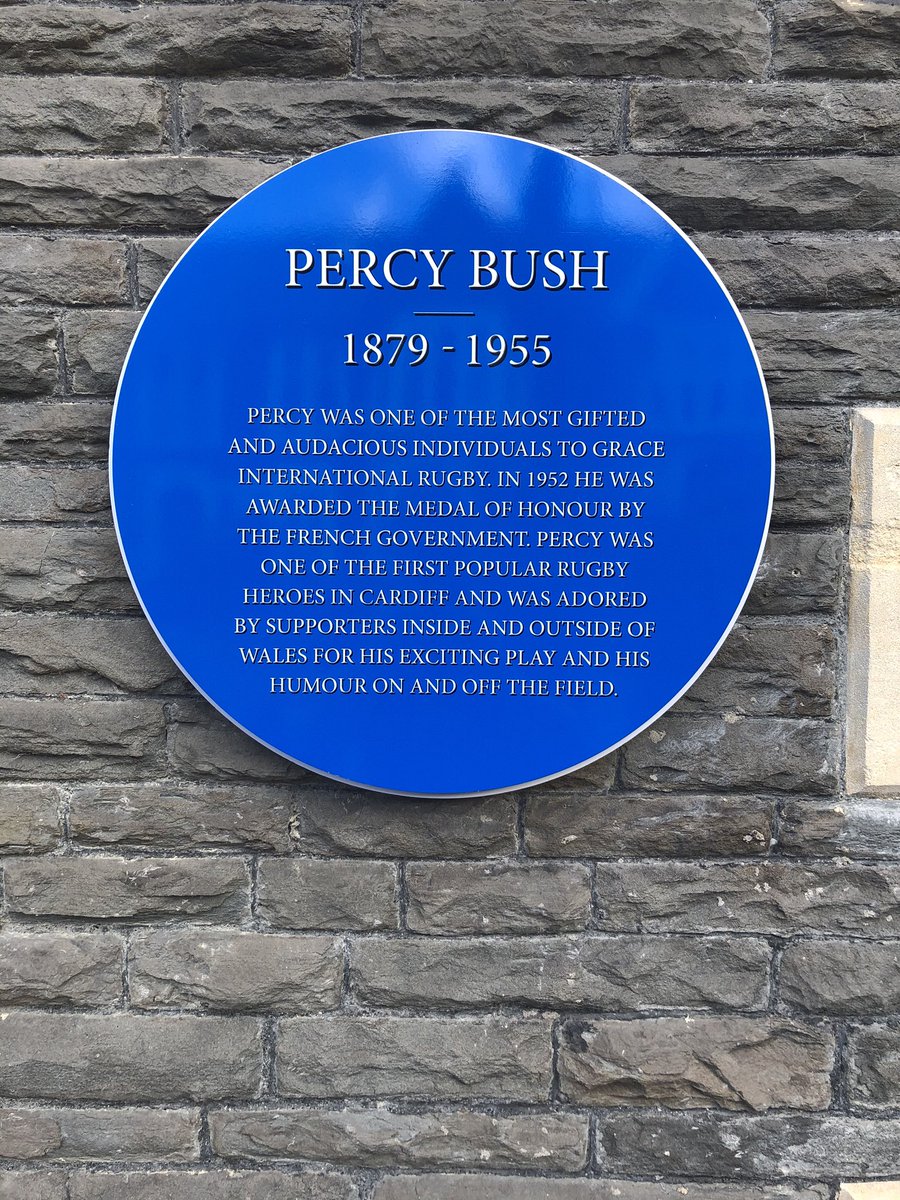 Great to see a plaque on the nursing home in Romilly Road , Canton commemorating the birthplace and career of Percy Bush , one of Wales and Cardiff Rugby Clubs greatest No 10s. A star on and off the field in the First Golden Era of Welsh Rugby <a href="/cardiffrugbymus/">Cardiff Rugby Museum</a> <a href="/Cardiff_RFC/">Cardiffrfc</a>