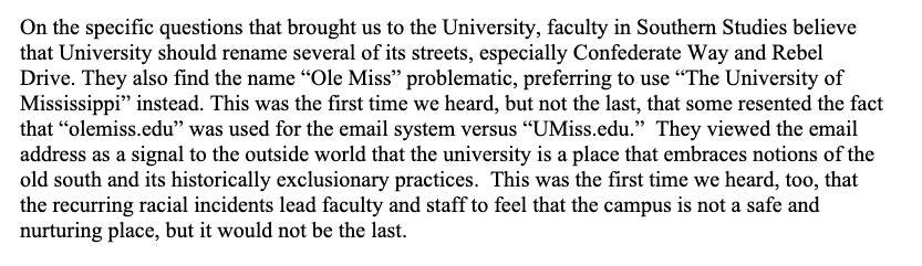 The consultants based their recommendation, in part, on interviews with the good folks in  @SouthernStudies