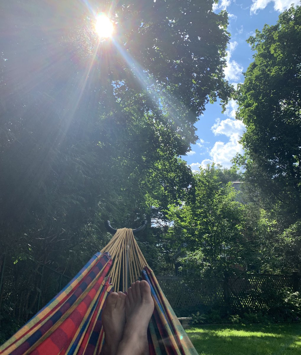Termarques's tweet photo. Turns out falling asleep in a hammock with a good book in hand on a sunny afternoon is a pretty fine way of spending #CanadaDay2020. #NoPartyNoProblem #Grateful https://t.co/h2ssILu2F7