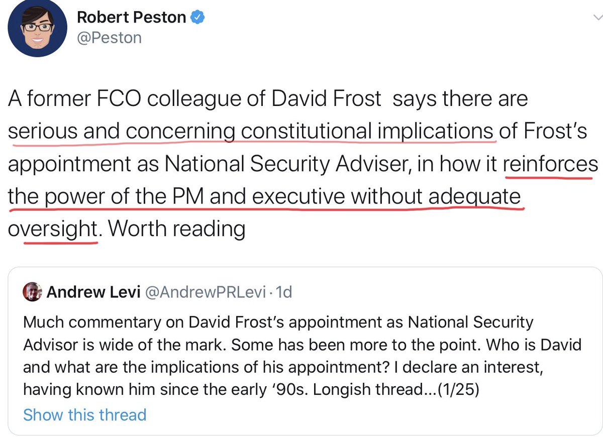  see thread above  #NationalSecurityAdvisor  #No10  #PowerOfExecutive  #Accountability |  https://twitter.com/peston/status/1278230251055861761?s=21 \\via  @Peston  https://twitter.com/Peston/status/1278230251055861761