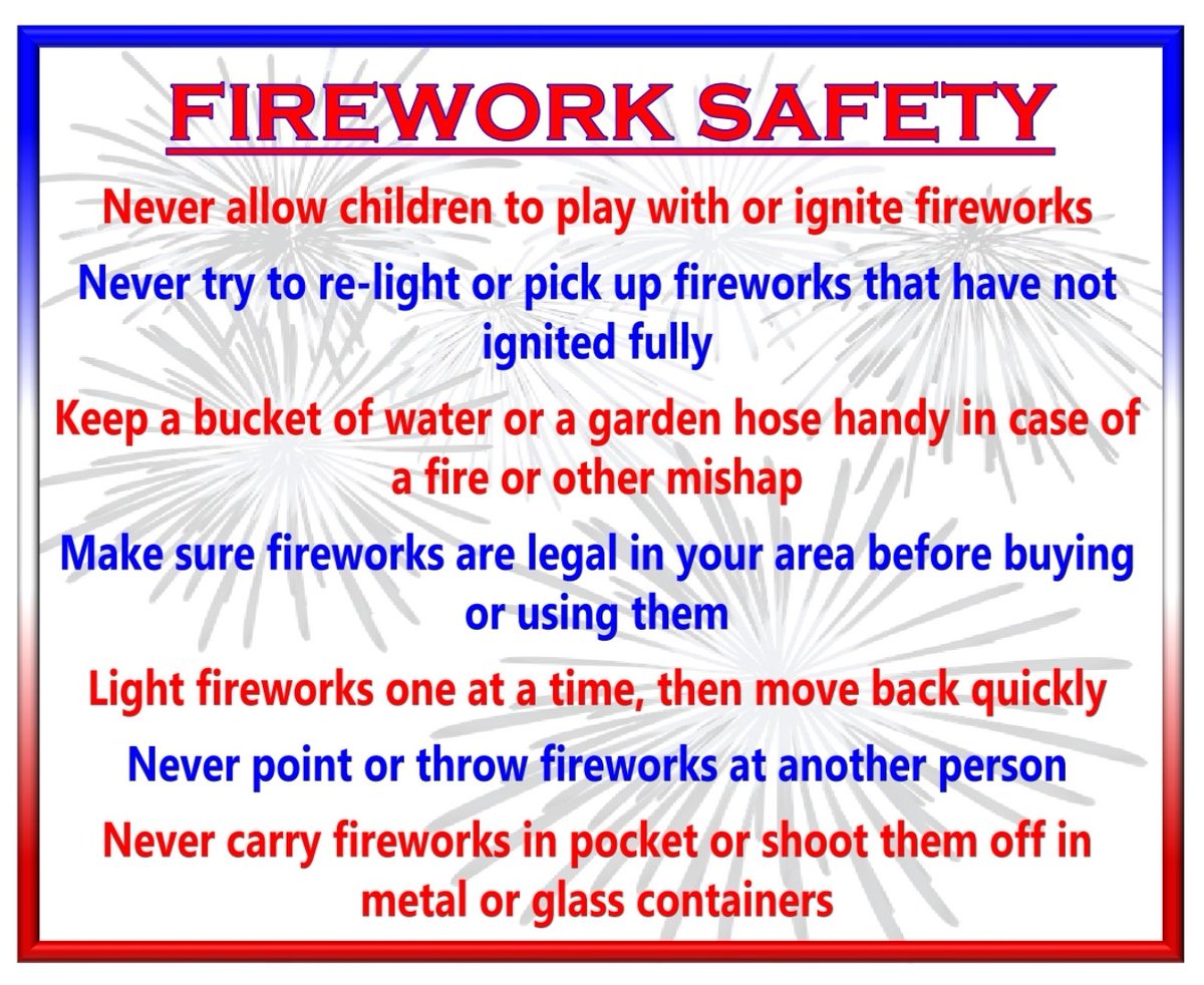 DCSO918's tweet photo. 🎆Here are a few safety tips to keep in mind while lighting fireworks this weekend... https://t.co/eZsMM5Yvvr