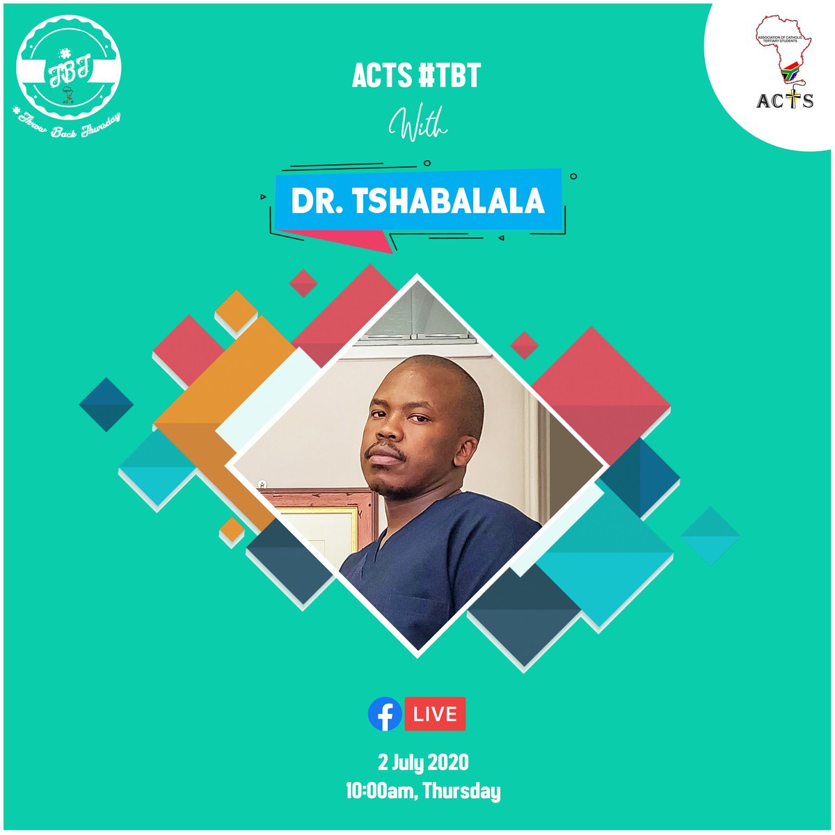 ACTSNational's tweet photo. Catch ones of ACTS Alumni Dr. Tshabalala tomorrow at 10am tomorrow live on ACTS #TBT on ACTS National Facebook group, as he'll be speaking about his experience in ACTS.

#ACTS #ACTSNATIONAL #ACTSAlumni #actstbt #SACBC_YOUTH https://t.co/ZFtEzKuo4Y