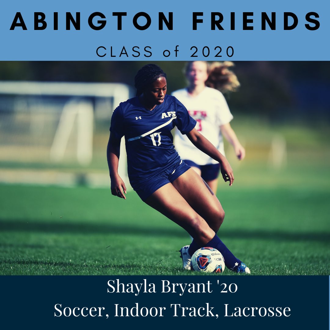 AFS_Roos's tweet image. A strong, engaged leader throughout  @AbingtonFriends community, Shayla Bryant became 3-season athlete as a senior when she competed in indoor track for 1st time in addition to soccer &amp;amp; lax participation. Thanks for everything, Shayla; we’ll miss you. @AFS_Running #GoRoos