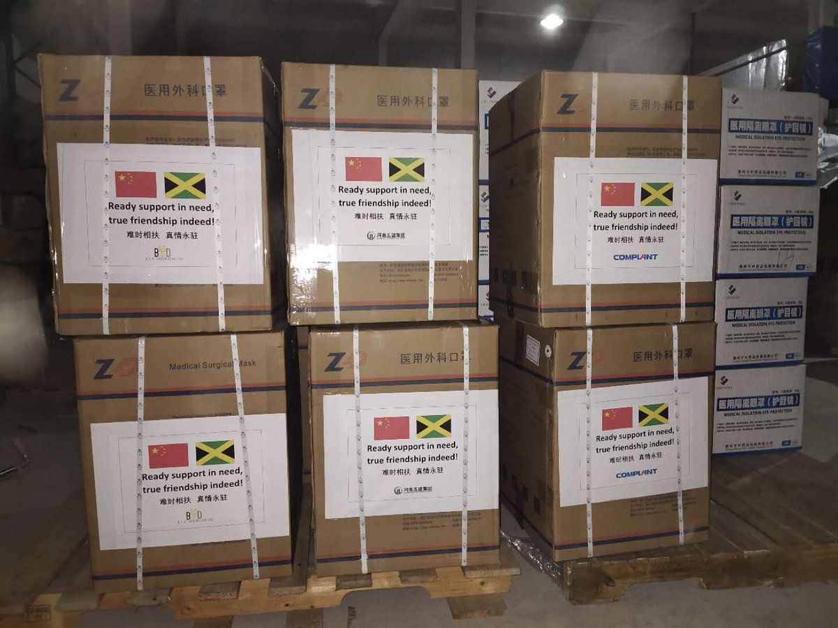 acejamaicaltd's tweet photo. Ready support in need, true friendship indeed!👊
Members of The Association of Chinese Enterprises in Jamaica handed over medical supply donations to the minister of the Ministry of Health and Wellness, Dr. Chris Tufton. https://t.co/uaMAvPyQIq