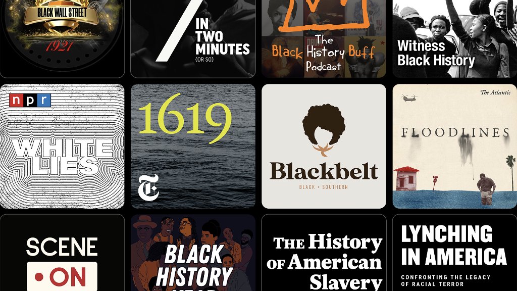 ApplePodcasts's tweet photo. Explore this collection of shows that dive deep into Black history, with captivating storytelling and vital context for this moment. Listen, learn and subscribe. https://t.co/t71OODolZt https://t.co/riqKLtJAxQ