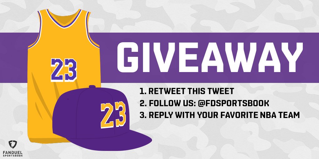FDSportsbook's tweet photo. 🚨 GIVEAWAY 🚨

To celebrate the #NBA's return this month, we're hooking up one lucky follower with a FREE jersey and hat 🧢

For your chance to win:

① RT 
② FOLLOW: @FDSportsbook 
③ REPLY with your favorite NBA team

Contest ends July 15th

Rules: https://t.co/6ZRUmvz4iO https://t.co/mWGsJshHTG