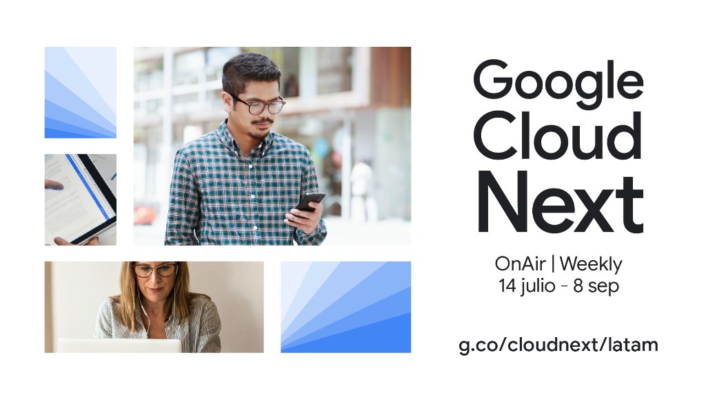 GoogleCloud_LA's tweet photo. El programa del #GoogleCloudNext ‘20: OnAir incluirá contenido regional para América Latina, en español y portugués. ¿Quieres saber más? Regístrate ahora para participar del evento digital → https://t.co/oHNM8bfWjU https://t.co/0YguRDEPYL