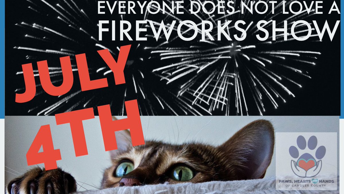 PawsHeartsHands's tweet photo. In a few short days fireworks will light the night skies. Protect your pets and remember, not everyone loves exploding bright lights. #TakeCareofyourPets #SafeShowsOnly #ProtectThoseMostPrecious #Happy4th https://t.co/Sf4KLkMC9V
