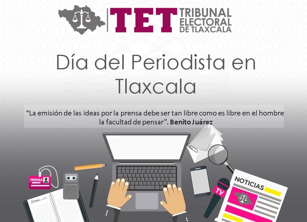 #Felicidades || Quienes integramos el <a href="/TET_Tlax/">TETlax</a> reconocemos el trabajo que desempeñan las y los periodistas de la entidad tlaxcalteca, ¡Feliz #DíadelPeriodista! 📸🤳🏼🎙️
📰<a href="/UpetTlaxcala/">UPET Tlaxcala</a>
🏢<a href="/TEPJF_informa/">Tribunal Electoral del PJF</a> <a href="/TEPJF_SRCDMX/">Sala Regional Ciudad de México</a>
👨🏻‍⚖️<a href="/LMunozC1980/">Luis Manuel Muñoz C.</a>
👨🏻‍⚖️<a href="/JosLumbrerasGa1/">José Lumbreras García</a>
👨🏻‍⚖️<a href="/MiguelNvX/">Miguel Nava</a>