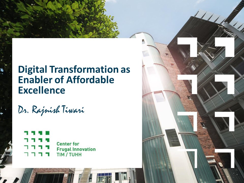 RTiwari_HH's tweet photo. Topic of the Habilitation colloquium was #DigitalTransformation as Enabler of #AffordableExcellence, and fittingly it was delivered via a webinar. I spoke about a multidimensional approach to affordability and #MoreFromLessForMore in the post-Corona #Frugal AGE. Examples below. https://t.co/bQlT2HHYQv