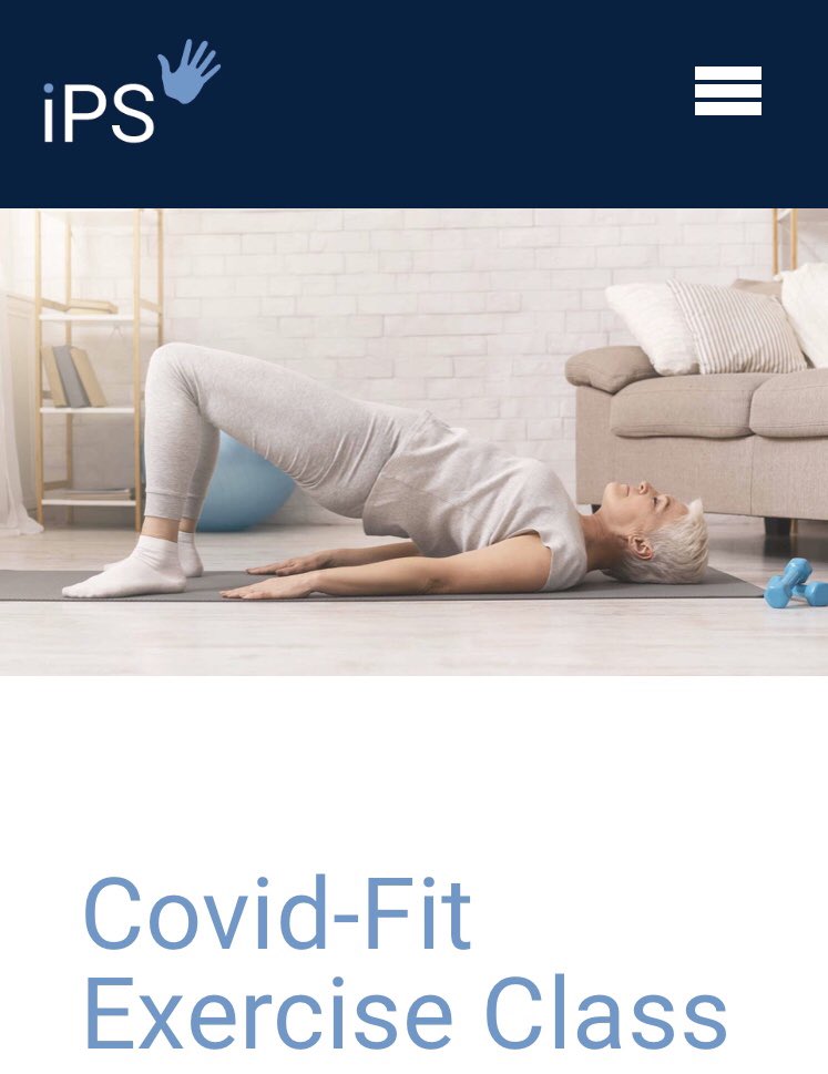 Free exercise class on Tuesdays and Thursdays at 11.00. Our class is run by very experienced physiotherapists and aims to improve the strength, fitness and general wellbeing of anyone who attends.  Visit theips.co.uk and click on CovidFit pop-up on main page for info