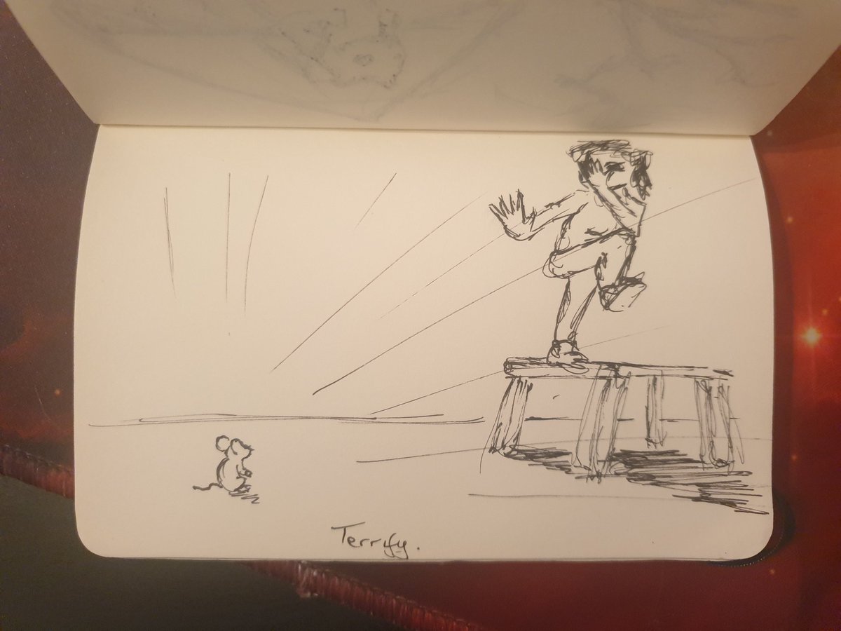 Puddle_88's tweet image. Today's word is Terrify and while I have failed at drawing a scary mouse.... the person is a mess and indeed terrifying