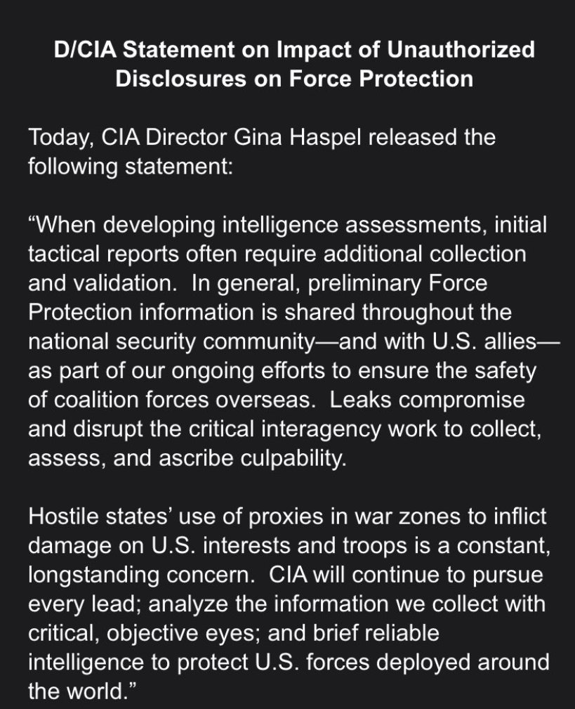 CIA Director Haspel addressing this: