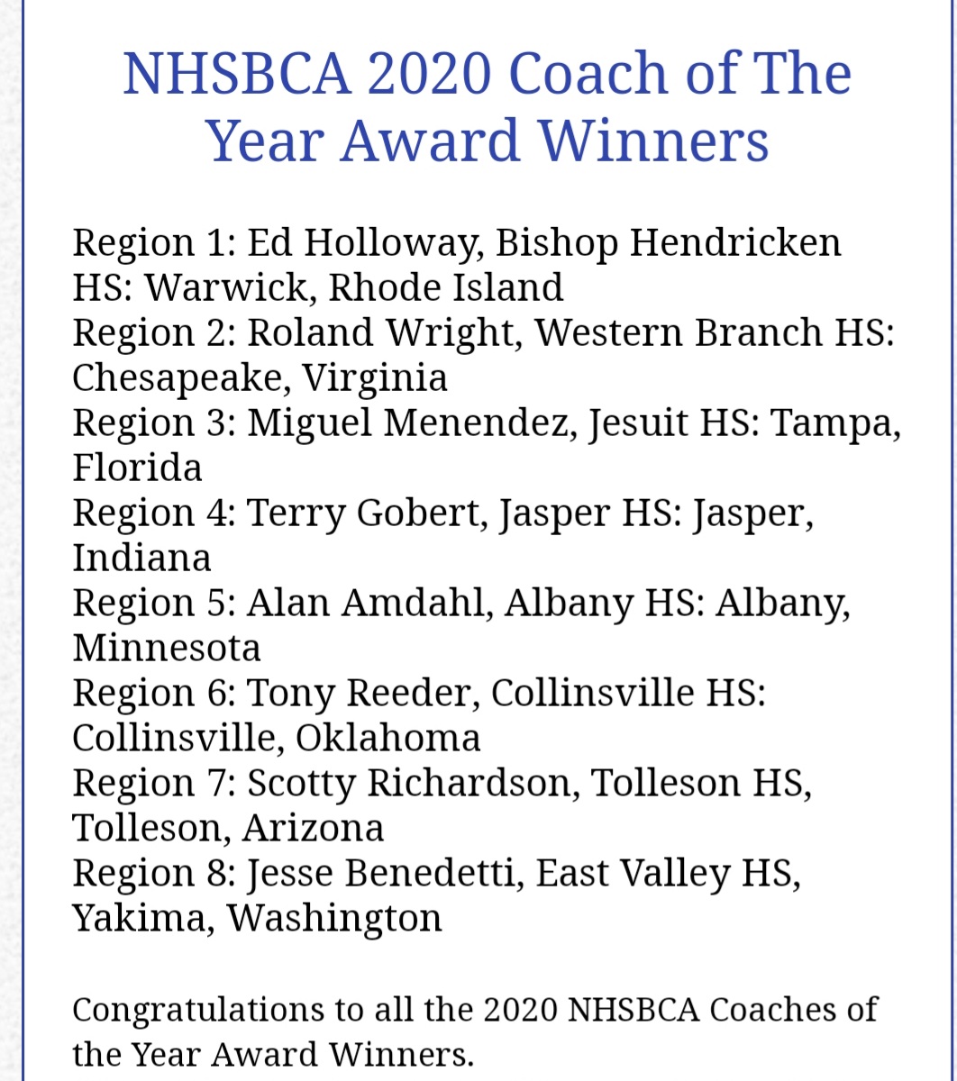JesuitTampaFL's tweet photo. Congratulations to @JesuitBaseball head coach Miguel Menendez for being named the National High School Baseball Coaches Association Region 3 Coach of the Year!

#AMDG l #JesuitBaseball l #GoTigers https://t.co/N3S3IiVcQS
