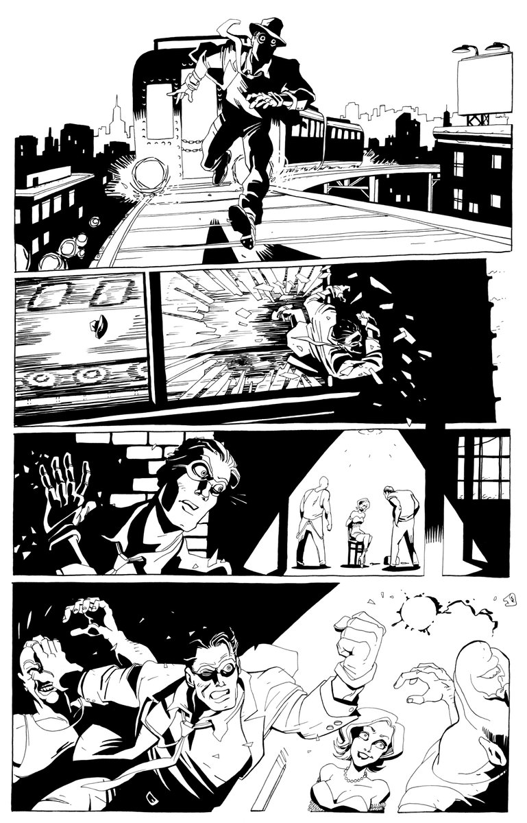 Next round was a test page from a sample script Matt had written. A version of this was eventually run with the Hollywood Reporter announcement of the series. I love Matt's scripts -- brief, percussive, with highlight words to dictate the tone of the panel. Great to work from.