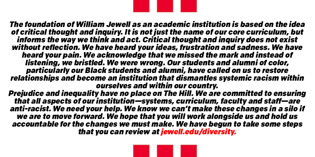 williamjewell's tweet image. Come work alongside us. jewell.edu/diversity