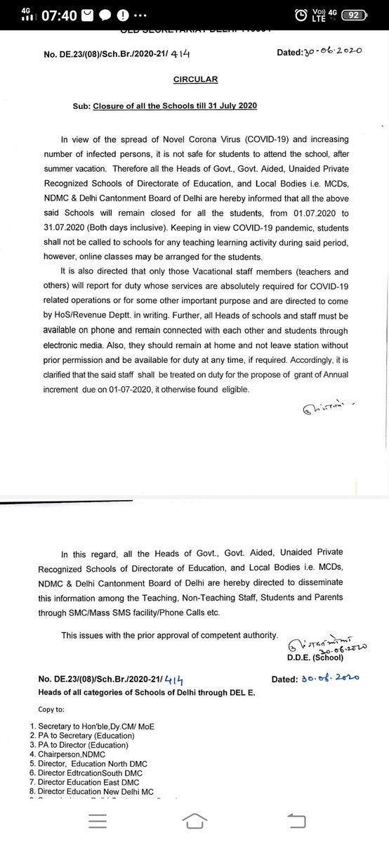 MCTA_RN_SOLANKI's tweet image. @GyaneshBharti1 @OfficialSdmc Sdmc व ndmc दोनों के आयुक्त आप है फिर नॉर्थ में Mha व delhi govt के आदेशों के अनुपालन में सभी स्कूल 31जुलाई तक बंद है फिर sdmc में क्यों खुले है क्या sdmc में महामारी नहीं है प्लीज अप संज्ञान ले,एक नियम लागू हो और सभी sdmc स्कूल आज से बंद होने चाहिए