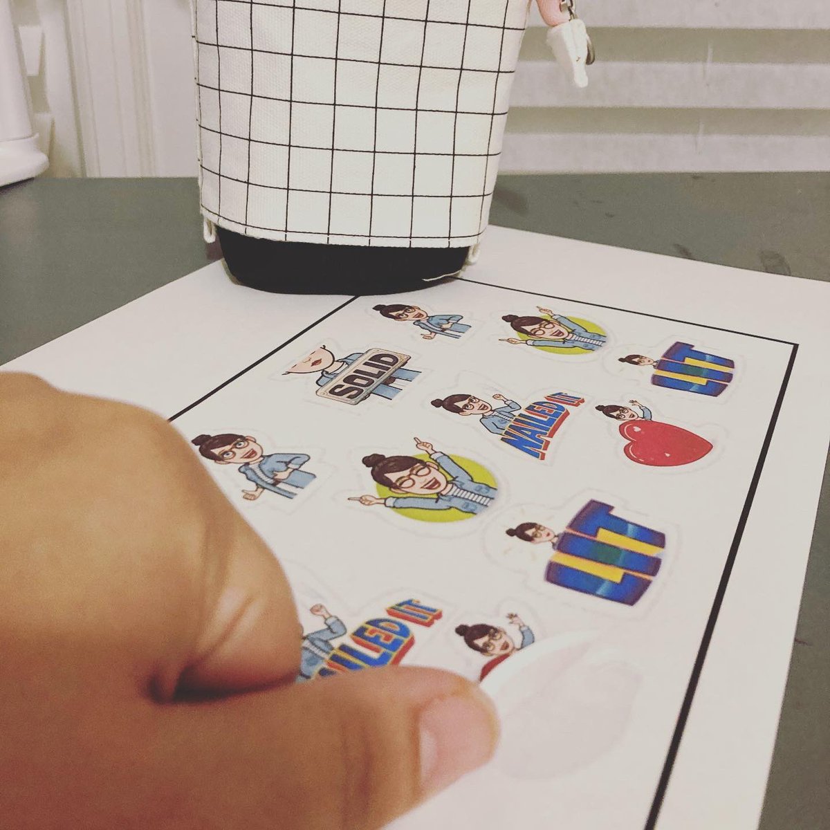 mrsaunderwood's tweet photo. Why yes I did make my own Bitmoji stickers! When we go back in person, I want to give stickers for academic effort, excellence and exemplary behavior for the front of scholars’ interactive notebooks, similar to college football helmets. I am an adult and still work for stickers! https://t.co/tW9pQI7N9r